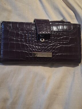 Joseph Ribkoff Croc-Embossed Wallet in Deep  Dark Purple